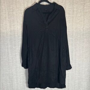 Quince Black Vintage Wash Tencel Long Sleeve Tunic Dress Size L